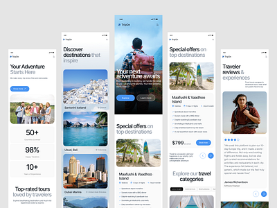 TripOn – Travel Landing Page Responsive Design app design landing page mobile modern image product responsive travel ui ui ux website design