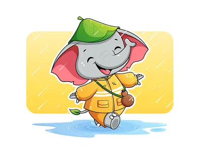 A Cute Elephant Mascot Character branding cartoon character cute design elephant funny illustration logo mascot vector