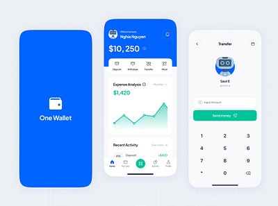 One Wallet Mobile App android app balance design digital digital wallet fintech ios minimal mobile mobile app startup transfer ui ui design uiux user interface wallet