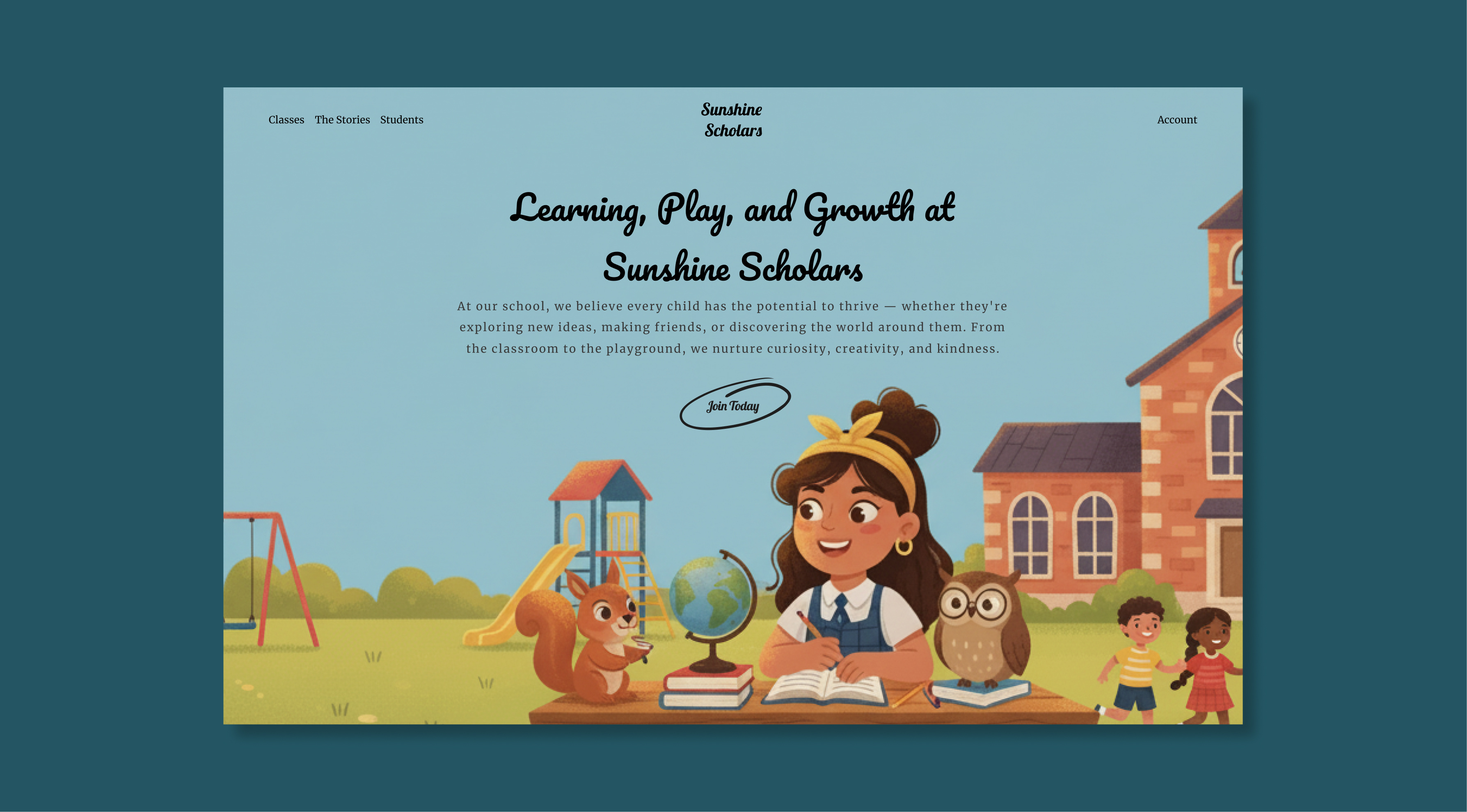 Sunshine Scholars - School Website UI Concept branding child friendly childrens website creative design education ui figma graphic design landing page learning platform modern ui playful design responsive design school website ui web design