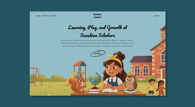 Sunshine Scholars - School Website UI Concept branding child friendly childrens website creative design education ui figma graphic design landing page learning platform modern ui playful design responsive design school website ui web design