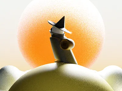 Snufkin's Journey 3d 3d art bag blender book book illustration character childrens illustration coat dawn design grain hat illustration journey moomins morning nature orange sun