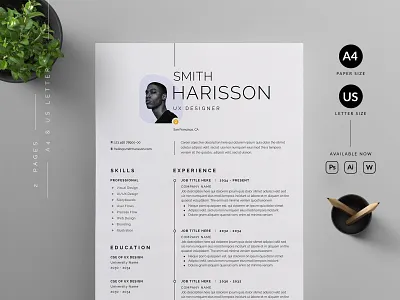 Resume/CV branding cover letter cover letter design cv design cv template design graphic design illustration modern resume print print template professional professional resume resume resume design resume template ui us letter vector word
