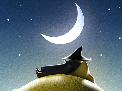 Snufkin's Night 3d 3d art blender book illustration coat crescent design grain hat illustration moomins moon nature night resting sleep snufkin stars