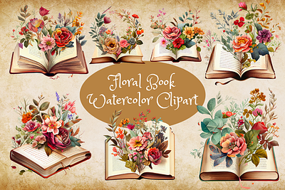 Floral Book Watercolor Clipart design graphic design illustration