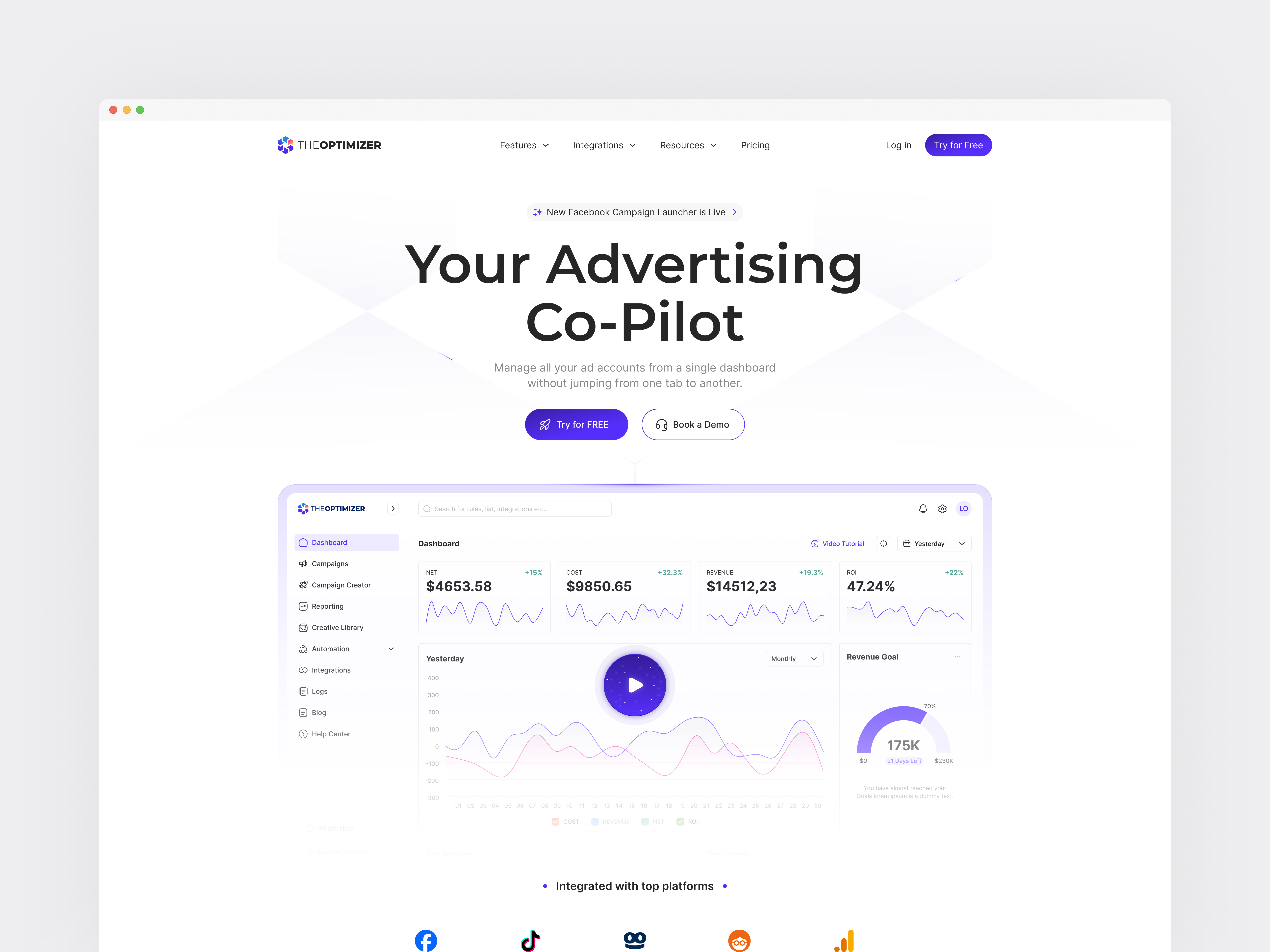 SaaS Web Design - TheOptimizer cleanui designinspiration figma interactiondesign interface landingpage minimal modern productdesign responsive saasdesign userinterface webapp