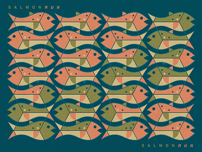 S A L M O N R U N design geometric graphic design illustration pattern salmon vector