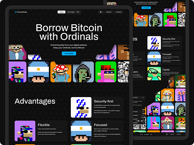 Fountnhead | Crypto Lending Landing Page bitcoin blockchain branding crypto landing landing page ordinals platform ui ux uxui web design web3 website