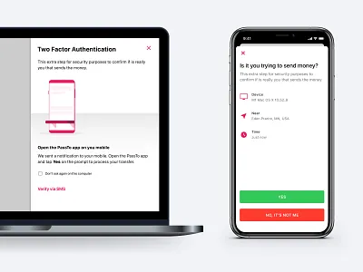 PassTo - 2FA 2 factor authentication 2fa app clean clear design fintech interface logo mobile money security transfer ui ui design ux web