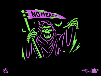 No Mercy character design graphics grim reaper halloween illustration t shirt design tee design vector vector design wip grim reaper