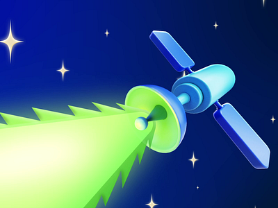 Satellite Rays 3d animation 3d illustration animation cinema 4d illustration loop rays redshift sattelite