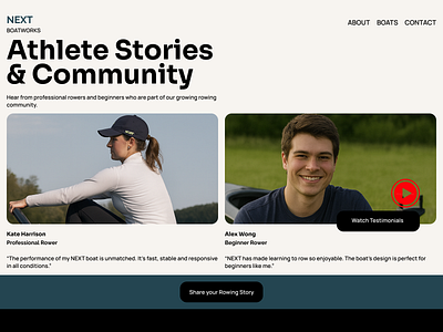 NexRow — The Future of Rowing is Here (NEXT Boatworks) communitydesign figma landingpage productdesign rowingsport sportsdesign ui ux webdesign