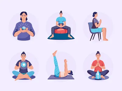 Meditation Illustration Art Set balance breath calm flow focus healing holistic lifestyle meditation mindfulness minimal nature peace relaxation serenity spiritual tranquility wellness yoga zen