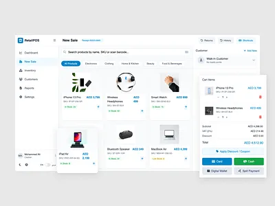 Retail POS Dashboard – Modern Sales Experience aesthetics app branding dashboard graphic design logo pos retail retailing ui uiux ux website