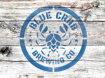 Blue Crab Brewing Co beer beer hop blue blue crab branding brew brewery brewing brewing company company crab craft beer hop logo pint round signage t shirt tee typography