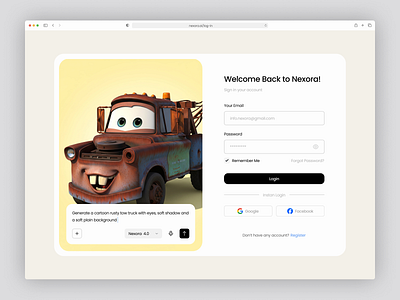 Login page "Nexora" - AI Website Design ai website design artificial intelligence branding cleanui graphic design illustration login page login page design nexora ui ui ux uiux uiux design uiux website design user experience user interface webdesign website websitedesign