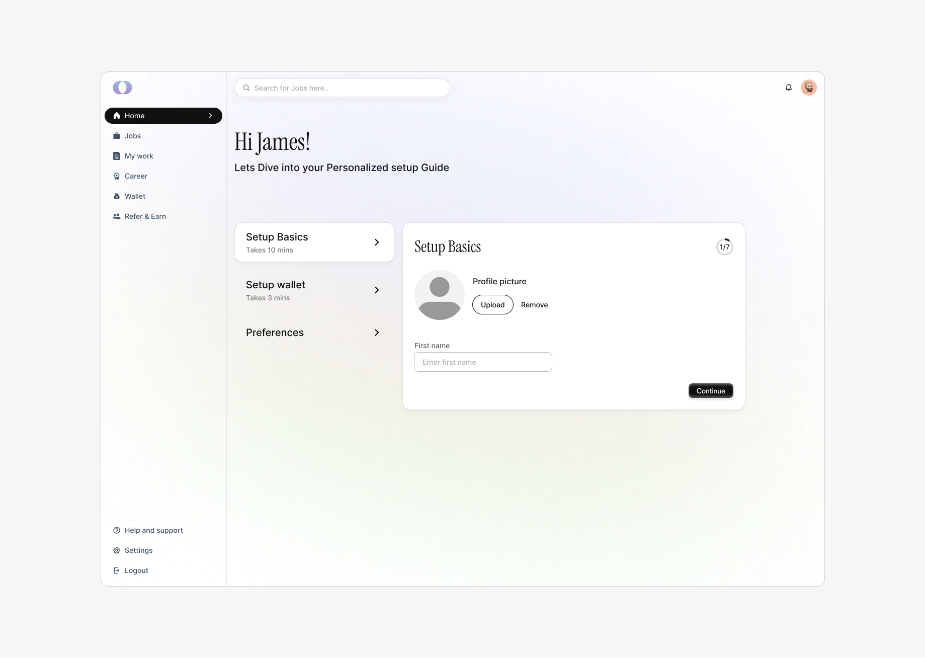 Onboarding - web app b2b b2c card dashboard design desktop app figma figma design onboarding product design profile optimisation saas ui uiux update profile webapp