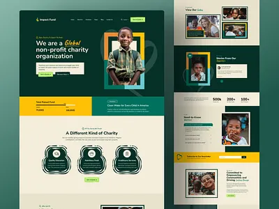 Impact Fund: Donation Landing page agency branding charity design donate donation fundraiser fundraising green hero hero section kids landing page portfolio product social team web web design website