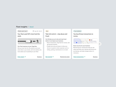Fleet Payment Platform — Dashboard Components III cards carousel dashboard data visualization design exploration fleet management insights interaction design product design responsive design ui ux view all visual exploration web app
