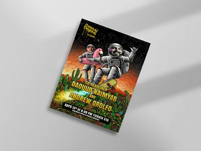 Comedy Degens Space Themed Flyer Design design printshop