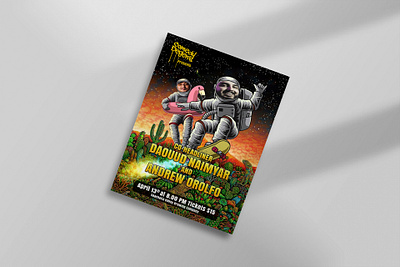 Comedy Degens Space Themed Flyer Design design printshop