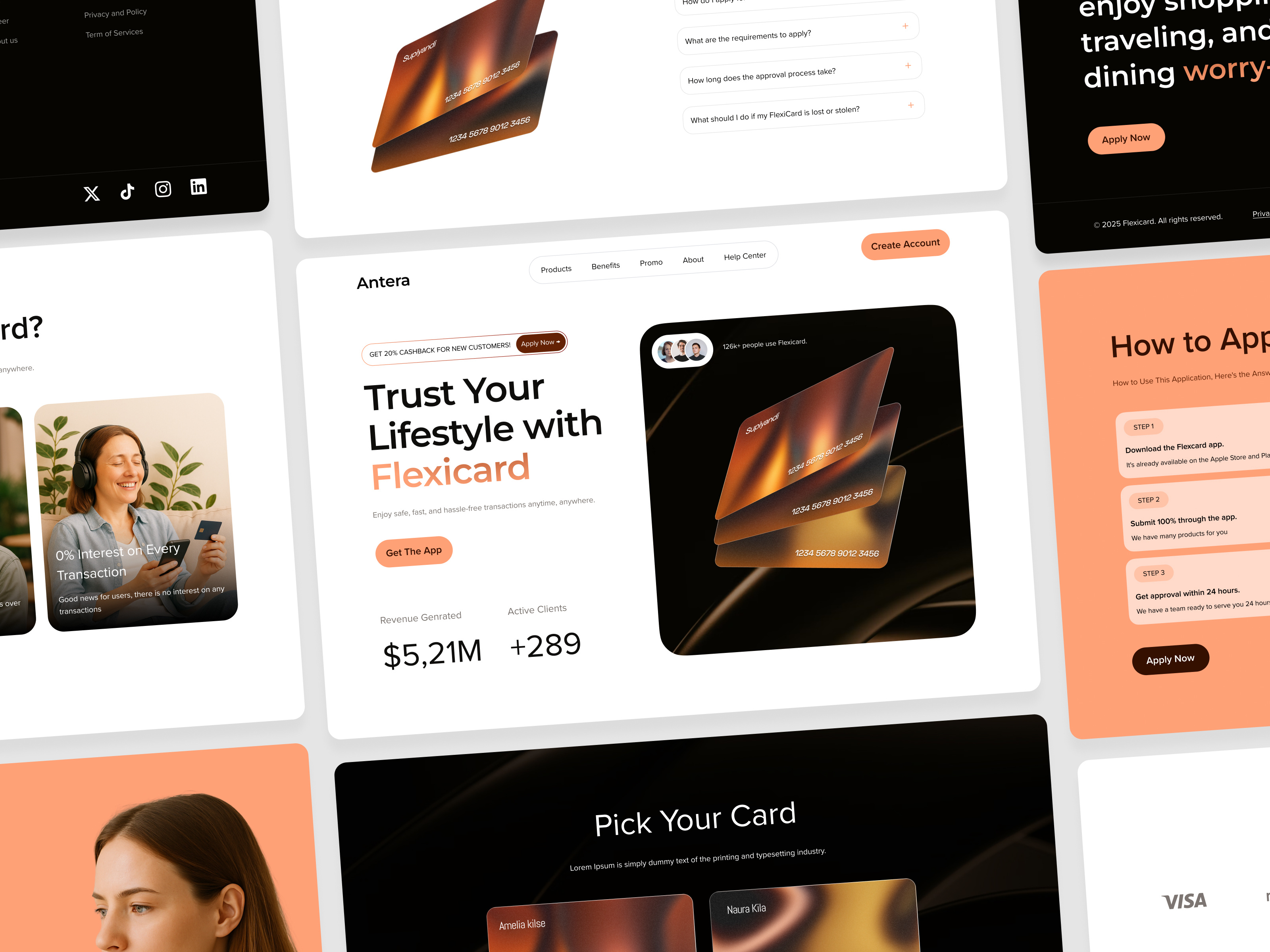 Antera - Finance Landing Page bank card clean client crm design digital finance financial landing page orange payment product project saas supitar ui webapp website
