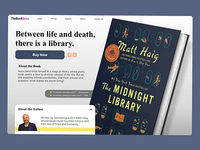 A Landing page on The Midnight Library- #dailyui dailyui graphic design landing page ui