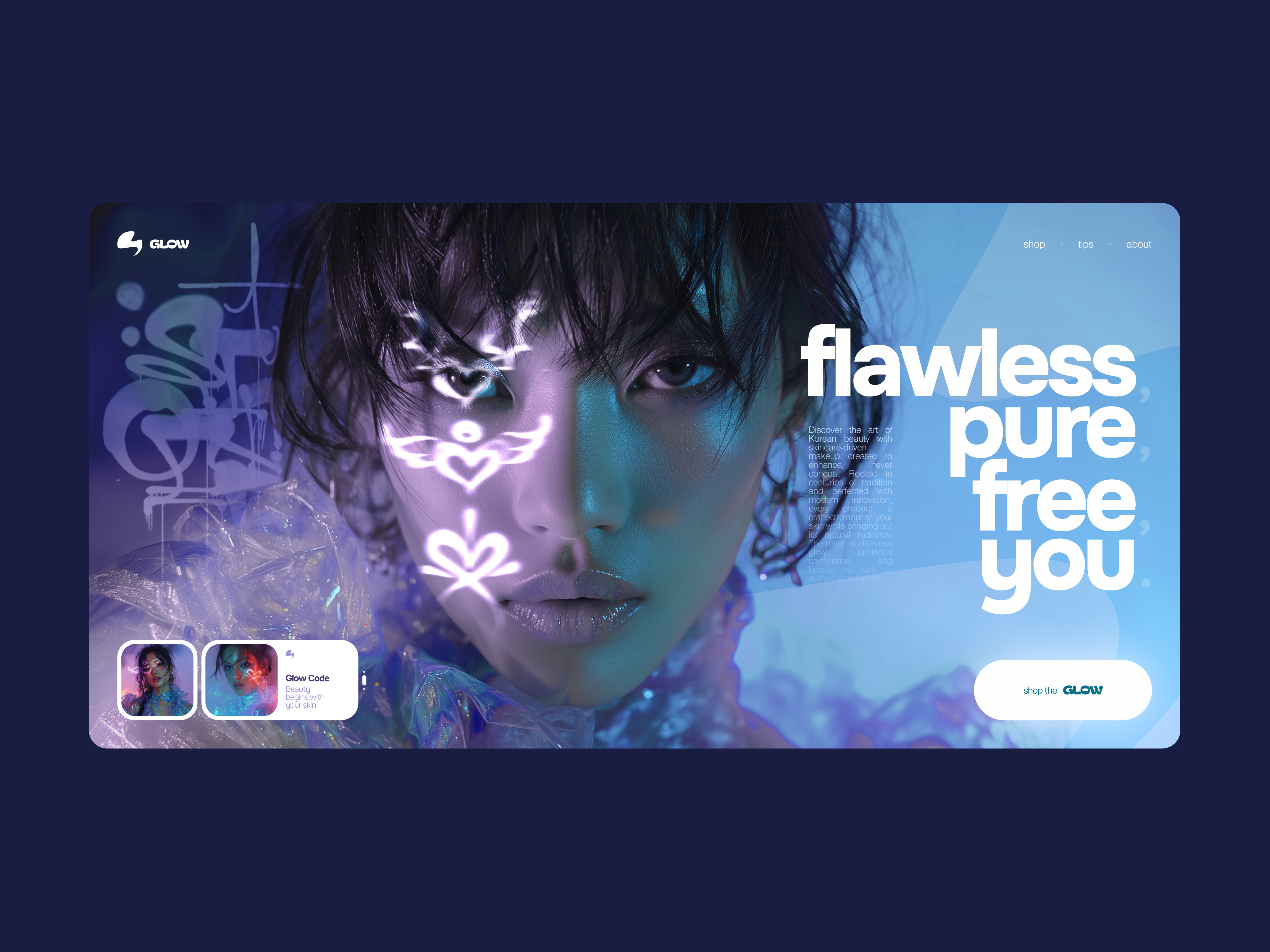 Korean Cosmetics: hero block animation beauty blue cosmetics design figma hero hero block korean landing page salon ui ux web web design