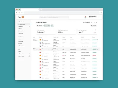 Fleet Payment Platform — Dashboard Concept II cards dashboard design exploration filters hover insights interaction design product design responsive design table transactions ui ux visual exploration web app