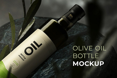 Olive Oil Bottle Mockup amber glass bottle clear closeup coconut oil design extra virgen mock up object oil olive branch olive oil olive oil bottle mockup olive oil mockup organic packaging palm oil round bottle