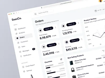 Saas Dashboard Series - Orders 3d branding creative design design dribbble best shot graphic design interface ios android interface landing page design minimal clean new trend modern modern design popular popular trending graphics saas trending ui ux