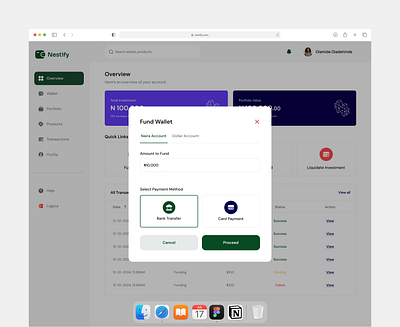 Nestify Investment Web App - Fund Wallet Flow app design finance finance app finance design fintech fintech web app mobile app product design ui uiux ux web app web design