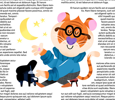 sophisticated tiger animal art book books color culture illustrate illustration illustrator jazz kids moon piano tiger toddler