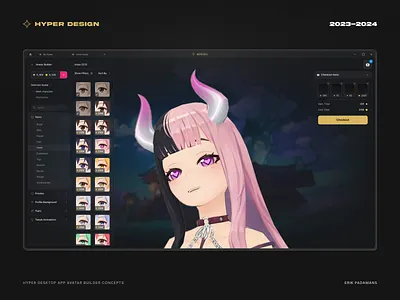 Hyper Desktop Vtube App - Avatar Builder Exploration anime esports game game app game art gaming 3d design gaming app gaming design gaming page gaming platform gaming site metaverse website stream streamer streaming streaming app twitch ui videos vtube
