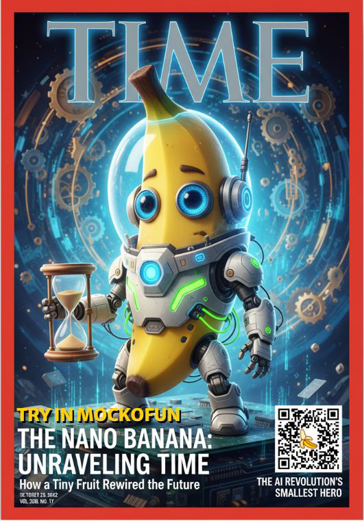 Time Magazine Fruit of The Year: Nano Banana ai ai art design google nano banana magazine magazine cover mockofun nano banana