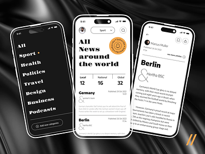 News App achromatic android animated animation app articles design graphic design interface ios mobile app mobile ui motion motion design motion graphics news online purrweb ui ux