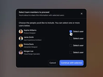 Select user modal - Consistent UI consistent ui consistentui design design system designsystem kit ui uiux