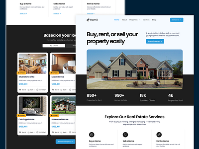 Homli – Real Estate Platform clean ui designer for website figma figma design hero section home page landing page landing page design landing page designer modern website property website real estate landing page ui ui designer uiux design ux