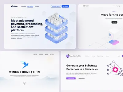 Landing Page Headers — Light Theme grid hero section illustration landing page light theme product promo typography ui visual design web design