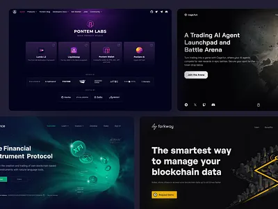 Landing Page Headers — Dark Theme dark theme grid hero section illustration landing page product promo typography ui visual design web design