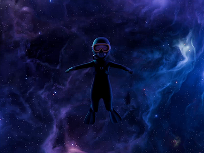 Space disintegration sequence from my "Pool" animation 3d animation blender blender3d blue character diver formation render space universe