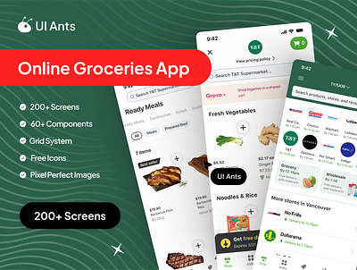 Grocery Mobile App UI Kit animation app design delivery app ecommerce app ecommerce design ecommerce ui ff food app design groceru ui grocery app grocery design grocery ux mobile mobile app design mobile ui screen shopping app shopping ui ui ui daily
