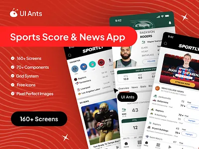 Sports Score & News App app graphic design interfacedesign live score ui live sports app mobile news app news design news ui screen sports app sports design sports mobile app sports news app sports score app sports screen sports ui ui ui design ux design