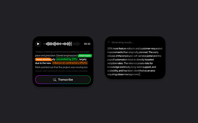 AI Meeting Transcription ai app design dribble interface ios minimal mobile product design ui ux voice