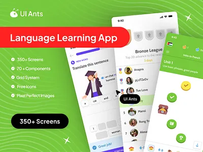 Language Learning Mobile App Ui app app design app screen e learning app ed tech app education app education ui graphic design language app language design language learnig app language ui learning app learning ui mobile mobile learning mobile ui scren ui ui design