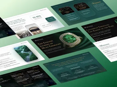 Emerald Mining Pitch Deck design emerald pitch deck figma google slides graphic design luxury pitch deck mining mining pitch deck powerpoint slides