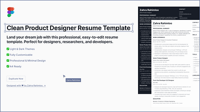 Free Product Designer Resume Template (Light & Dark) cv resume ui