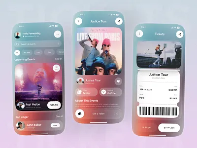 Concert Ticket Booking App app app design booking booking app booking tickets concept concert ticket event event app interface ios app mobile mobile app ticket ticket app ticket booking tickets ui user interface ux