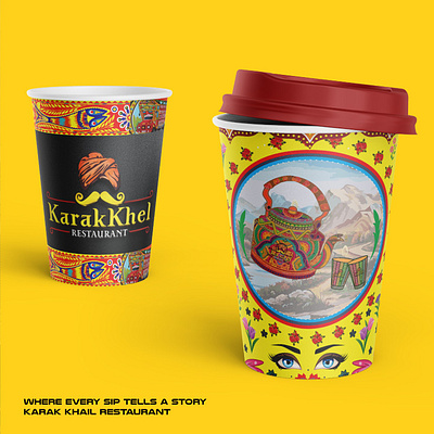 Branding Services for 'Karak Khel' a UAE based traditional Cafe animation branding chai coffee desi graphic design logo