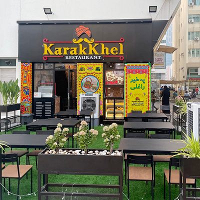 Branding Services for 'Karak Khel' a UAE based traditional Cafe branding cafe chai coffee desi graphic design logo